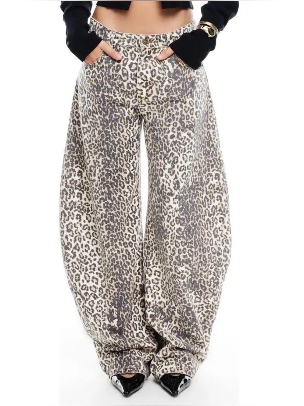 Lioness Horseshoe Jeans in Leopard Fade size S